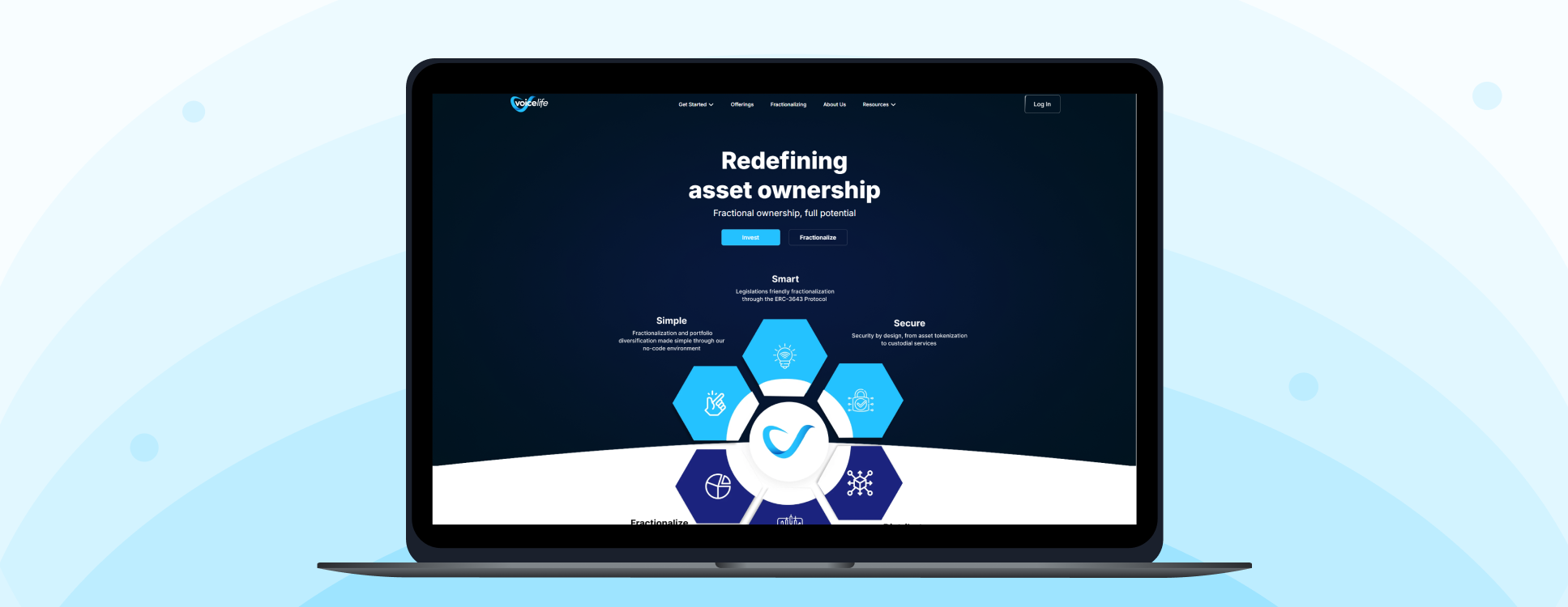 Platform architecture diagram showing blockchain integration and security layers